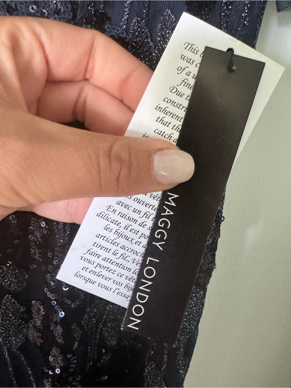 Maggy London Navy Blue Sequin Lace Maxi Dress - Picture 2 of 4